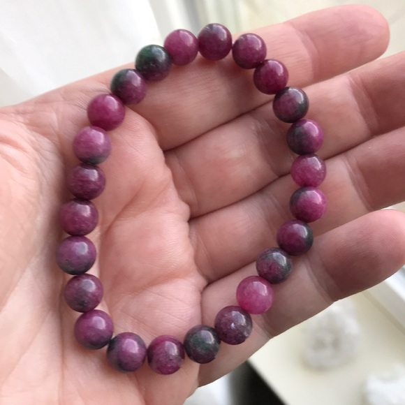 Natural Ruby and Zoisite site 8mm bracelet Men’s sizes - Picture 5 of 9